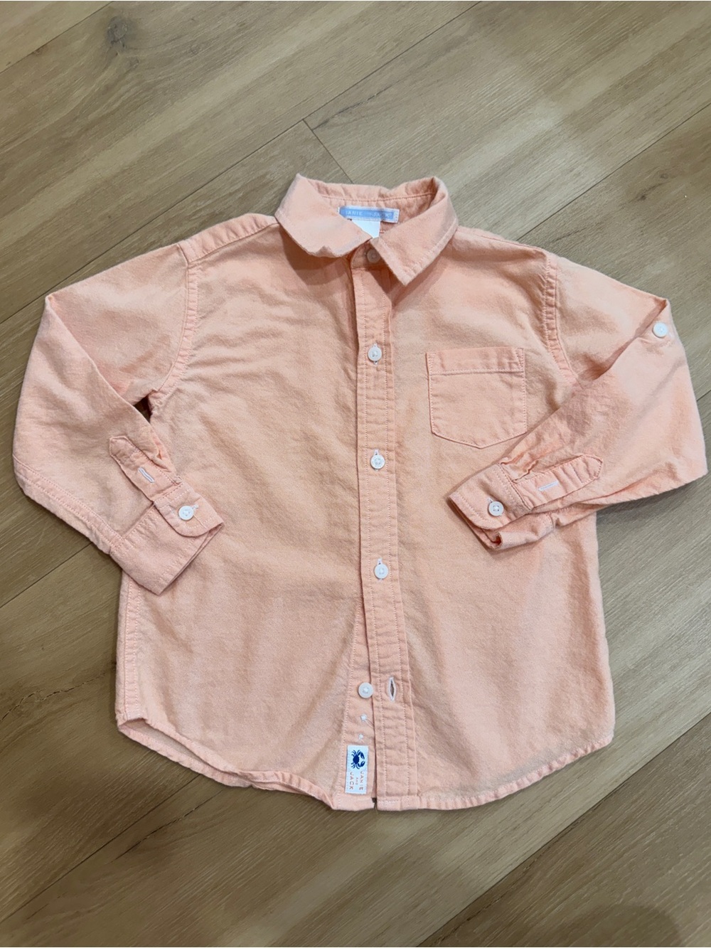 Janie and Jack Peach Cotton Button-Down Shirt for Kids, size 3T